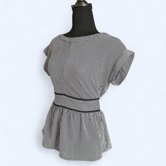 Monteau black and white striped babydolll top Size S - Picture 6 of 7